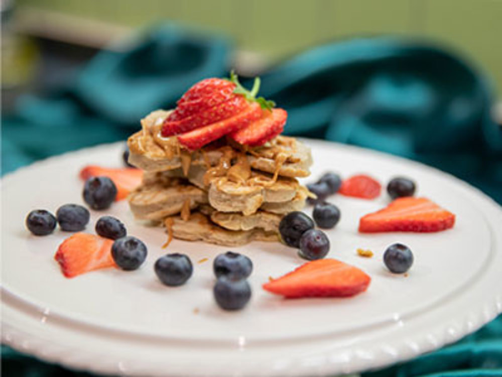 Pancakes stacked on plate