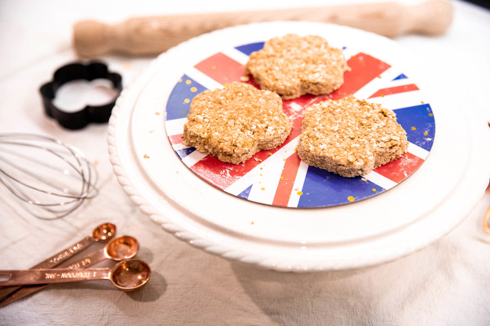 Flapjack Snacks on a cake stand