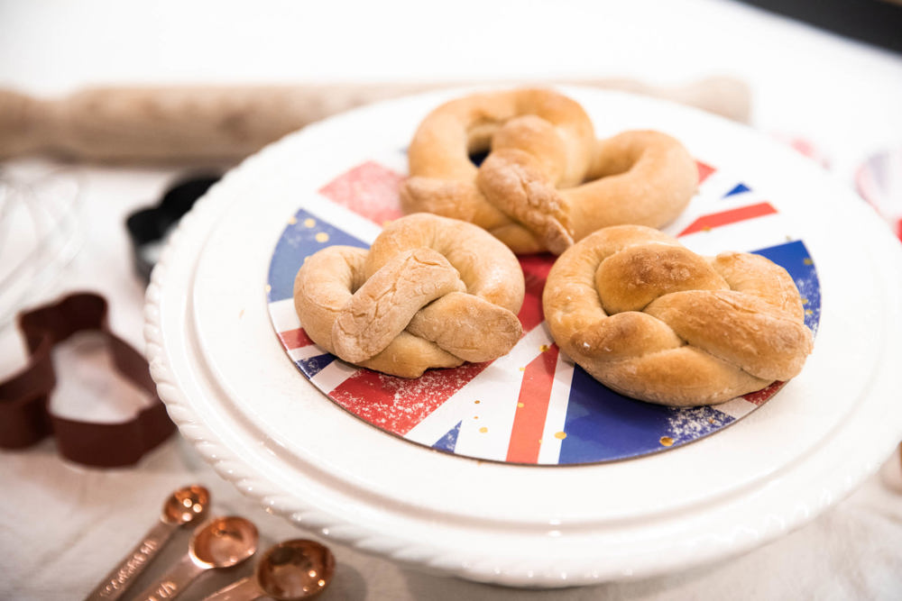 Puppy Pretzels on cake stand